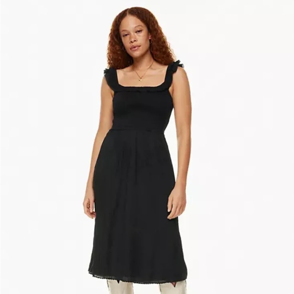 Aritzia Black Square-Neck Midi Dress